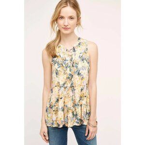Anthropologie Floreat Anafa Tiered  Top Multicolor Floral Tie Front